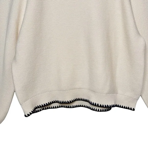 NWOT Boden Lena Cream Stitch Detail Jumper Women’s Bishop Sleeve Sweater Sz L - Picture 6 of 12